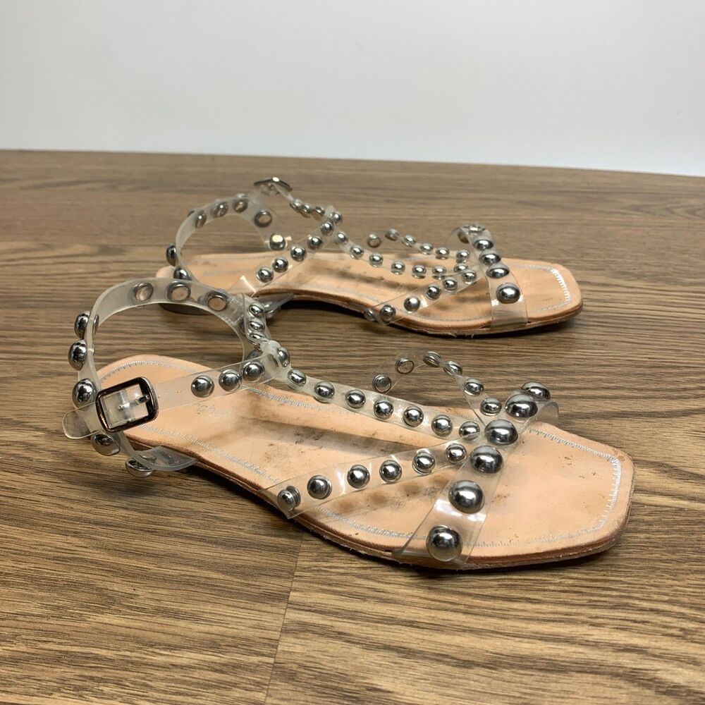 Jeffrey Campbell Sandals Womens 7 Clear Silver Studded Jelly Y2K Festival Trendy